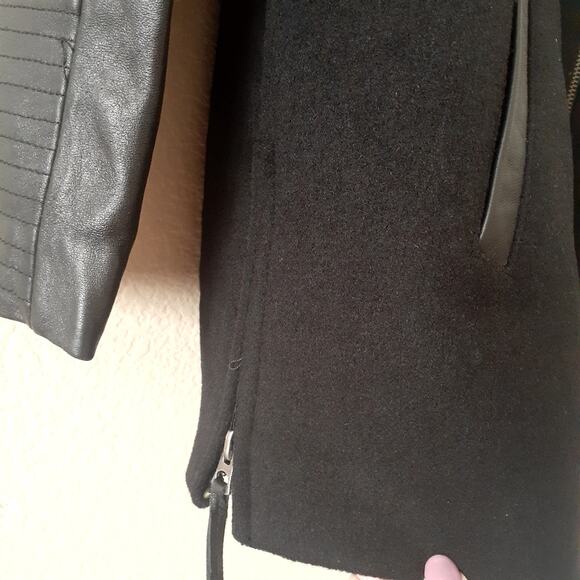 Lucky Brand Wool and Leather Mid Length Biker Jacket - Picture 10 of 11